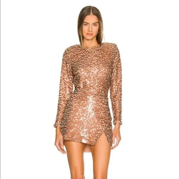 ASTR the Label Romina Sequin Mini Skirt Nude XS - Picture 3 of 7